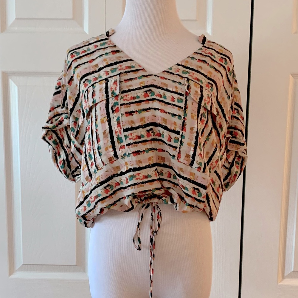 BCBG Silk Drawstring top